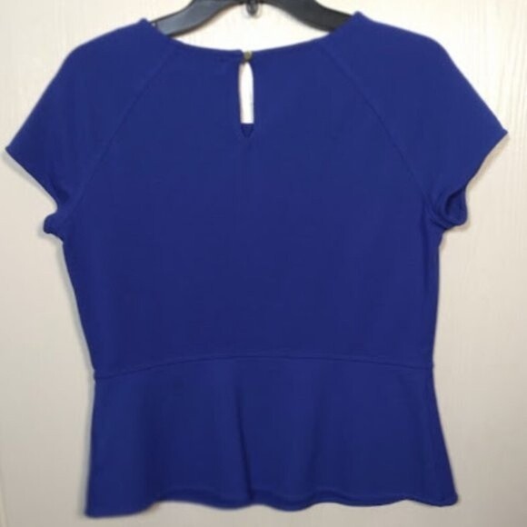 Liz Claiborne Career Blue Peplum Top Size: M - Picture 4 of 15